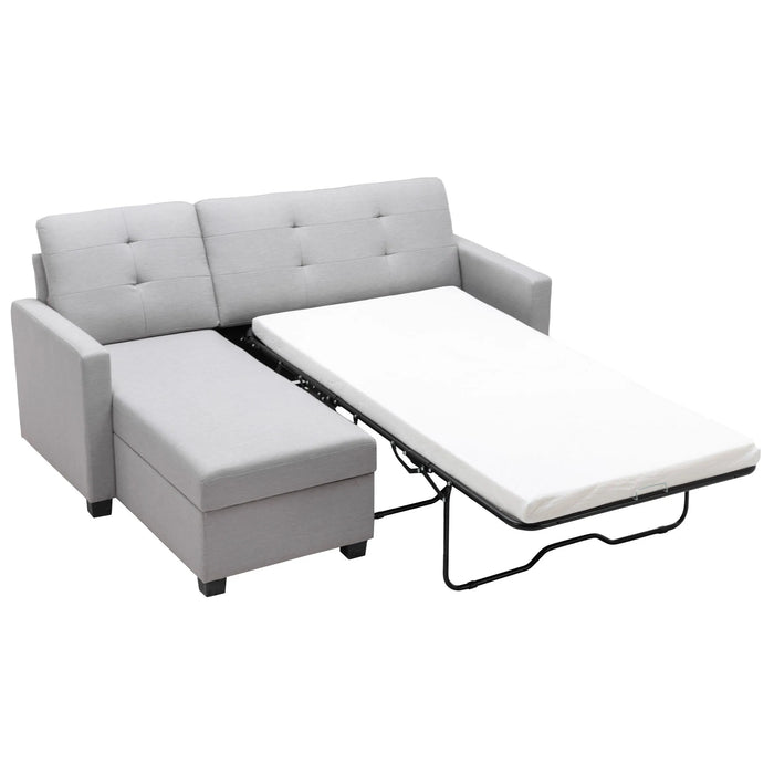 78.3" Linen Pull Out Convertible Sleeper Sofa Bed with Storage Chaise,Memory Foam Mattress