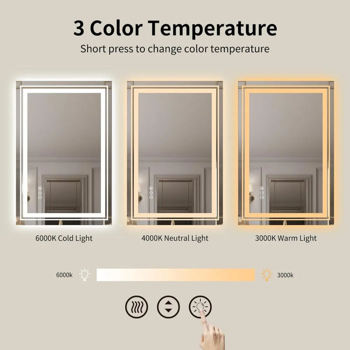 Infinitely Dimmable Bathroom Vanity Mirror Mirror With Backlight in the Bathroom Mirrors With Front and Rear Lights Makeup Light