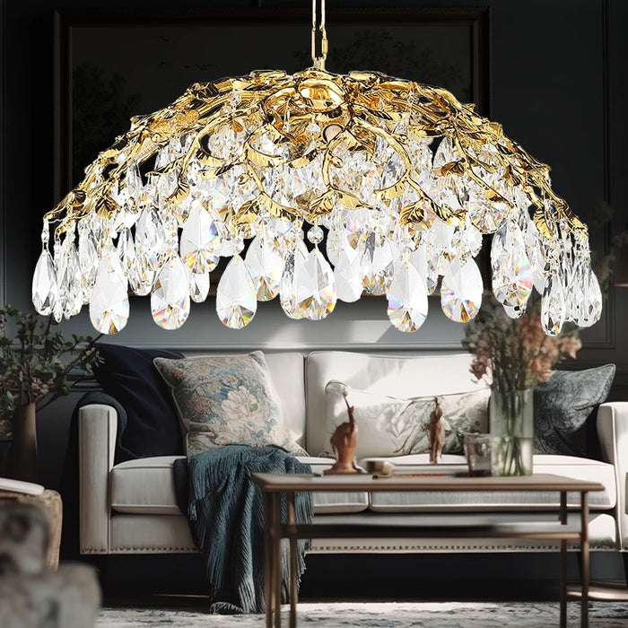 Creative Modern Branches Crystal Chandelier Restaurant Living Room Dining Table Gold Leaf Luxury Decoration Pendant Light