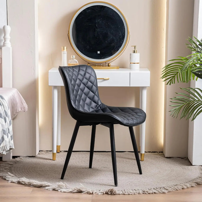 Dining Kitchen Desk Chairs Modern Minimalist Faux Leather Indoor Padded Upholstered with Back Suitable for Kitchen