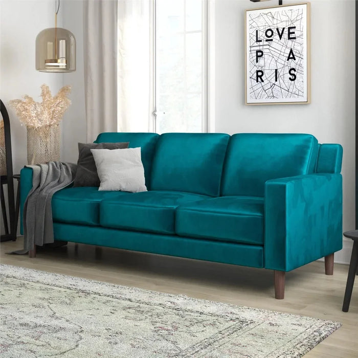 Living Room Velvet Sofa, 3 Seats, Green Sofas