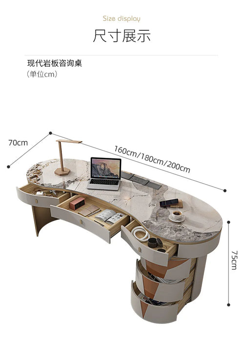 Light luxury rock board consulting desk, modern simple 160cm desk, color: Lishi white