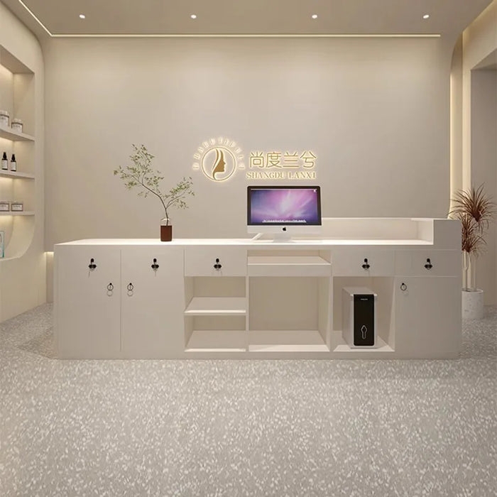 Luxury Office Reception Desks White Commercial Modern Simple Cabinet Nails Reception Desks Hotel Comptoir Caisse Furniture