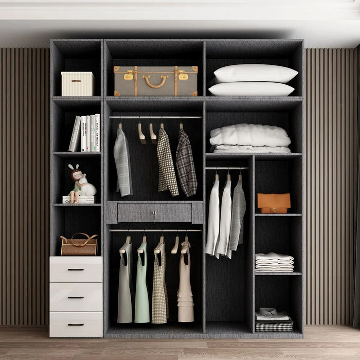 Modern minimalist light luxury high-gloss wardrobe bedroom swing door Nordic large wardrobe locker glass door wardrobe