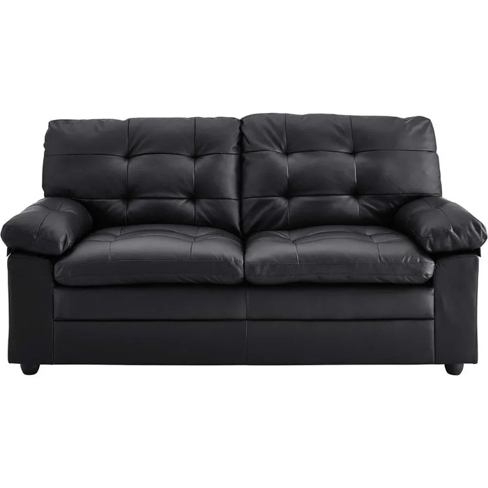 Urban Home Furniture Grayson Apartment Sofa, Black Faux Leather