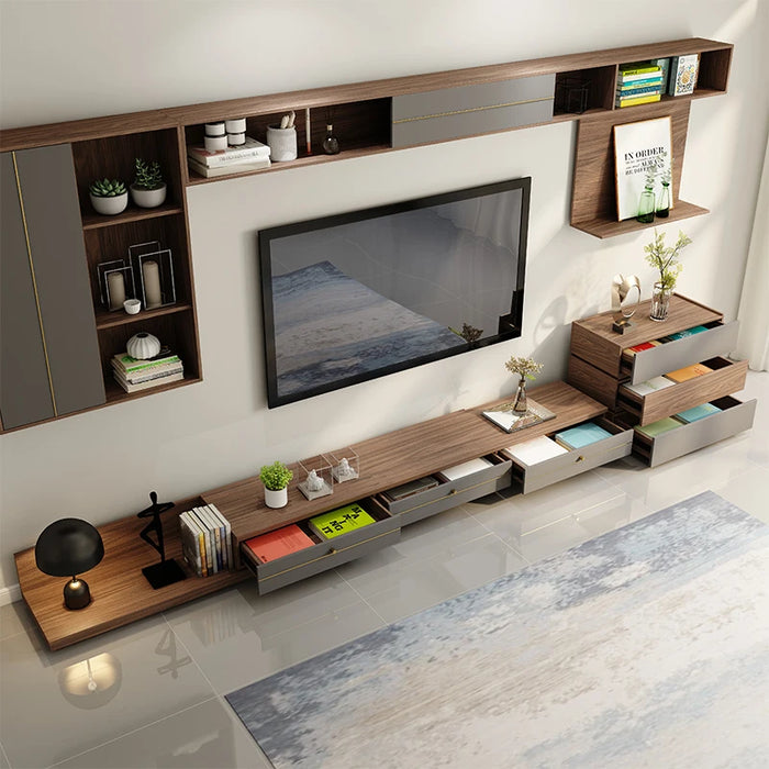 Wood Retro TV Stand Storage Display Cabinet Media Console Bookshelf Table Tv Stand Shelves Mueble Para Tv Living Room Furniture