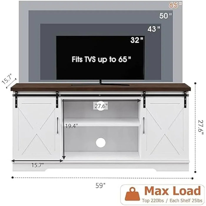 Barn Doors TV Stand With Storage and Shelves Tv Stand Living Room Furniture Cabinet Table Home Stands