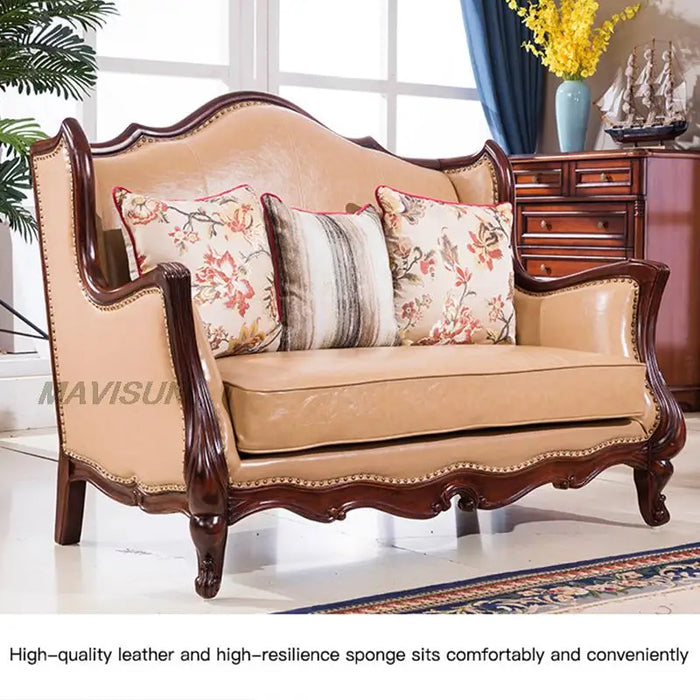 Light Luxury Apartment Solid Wood Sofa Living Room u-Shaped Combination Leather American Fabric Country Modern Minimalist Sofa