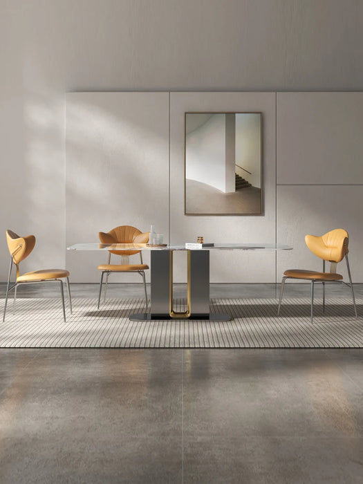 Luxury natural microcrystalline stone table Modern simple household high-end designer rectangular table chair