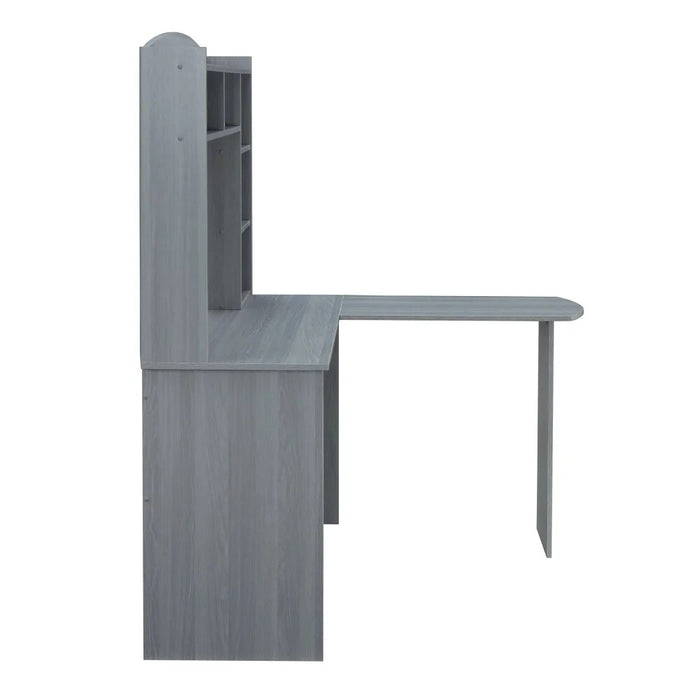 New Modern L-Shaped Desk with Hutch, Grey  Computer Desks  Bed Table  Study Table  Office Furniture  Standing Desk