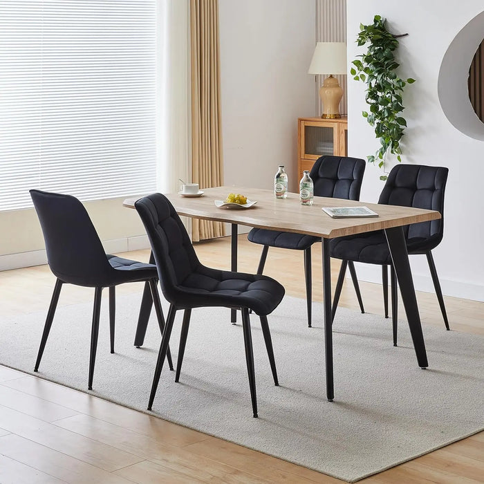 Kitchen Dining Chairs Set of 6, Mid-Century Modern Dining Chair with Square Grid Design & Curved Backrest