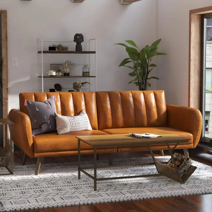 Futon, Convertible Sofa & Couch, Faux Leather Sofas, Width: 81.5",Depth: 34.5",Height: 31.5"