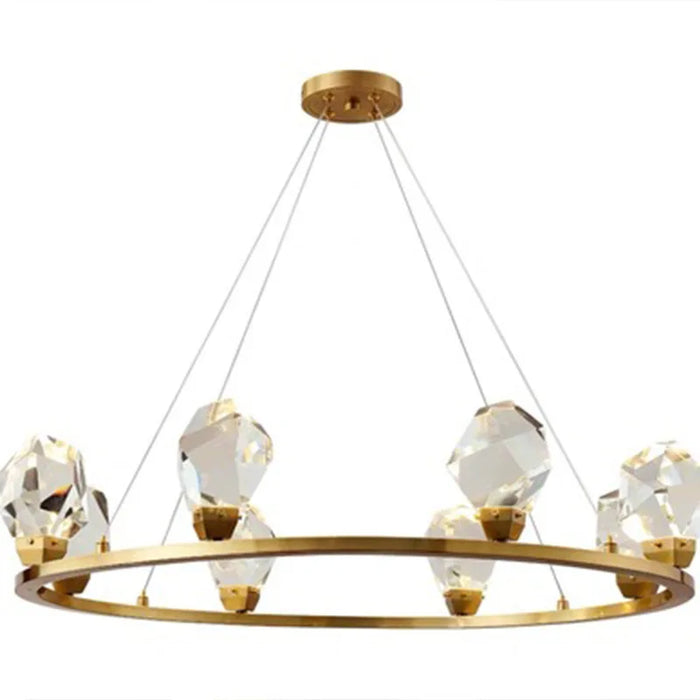 Light luxury Creative Postmodern Full Copper Crystal Chandelier Atmospheric Living Room Dining Room Model Room Chandelier