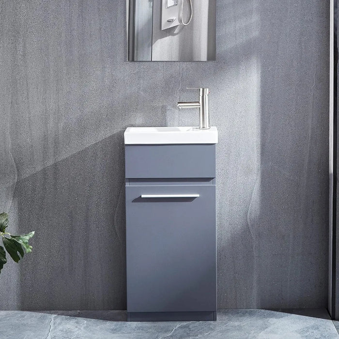 Suitable for Small Spaces Washbasin for the Bathroom Furniture 16" MDF Bathroom Vanity and Sink Combo White Ceramic Vessel Sink