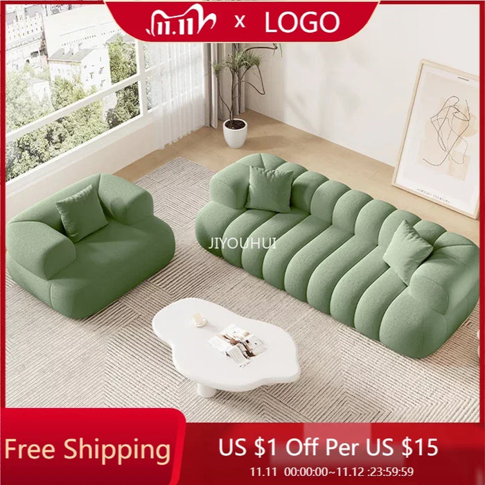 High Quality Cream Clouds Sofa Green Straight Free Shipping Comfort Couch Customized Small Family Divano Letto Home Furniture
