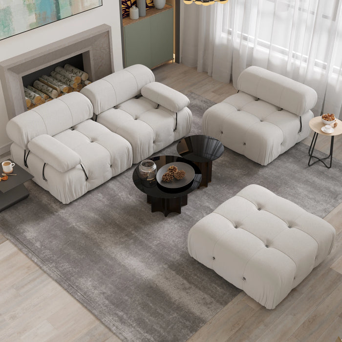 Convertible Modular Sectional Sofa L-Shaped Teddy Velvet Couch with Ottoman Minimalist Sofas Couches for Living Room Furniture