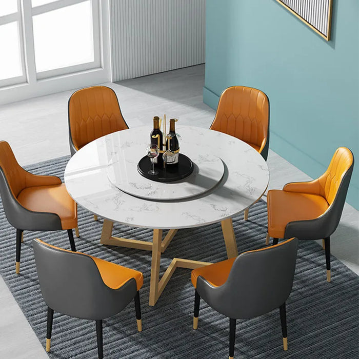 Turntable Nordic Gold Dining Table Legs Metal Marble Modern Coffe Round Dining Table Kitchen Muebles Small Apartment Furniture