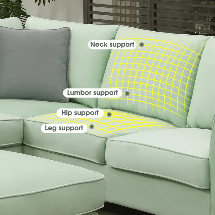 112*87" Sectional Sofa Couches Living Room Sets 7 Seats Modular Sectional Sofa with Ottoman L Shape Fabric Sofa Corner Couch Set