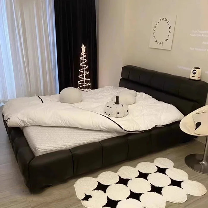 Black Minimalist Double Bed Modern Aesthetic Luxury Wood Bedroom Bed Queen Size Camas Y Muebles Dormitorio Home Furniture