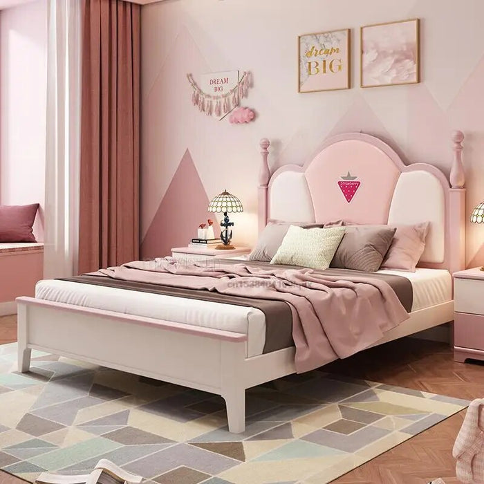 Pink Children's Bed For Girls 1.5 Meters Modern Fashion Bedroom Wardrobe Furniture Set In High Quality Lovely Princess Bed