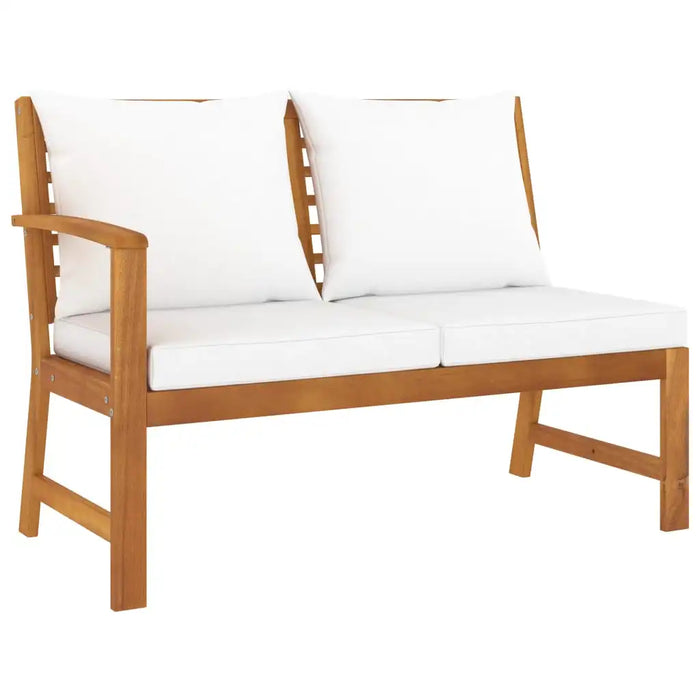 9 Piece Patio Lounge Set with Cushion Cream Solid Acacia Wood Outdoor Table and Chair Sets Outdoor Furniture Sets