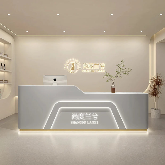 Luxury Office Reception Desks White Commercial Modern Simple Cabinet Nails Reception Desks Hotel Comptoir Caisse Furniture