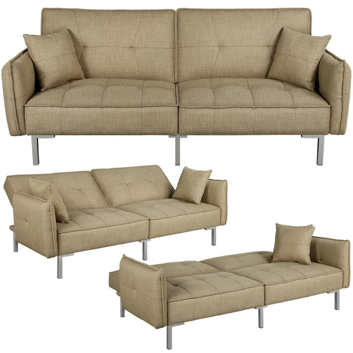Alden Design Fabric Covered Futon Sofa Bed with Adjustable Backrest, Black living room sets sofa