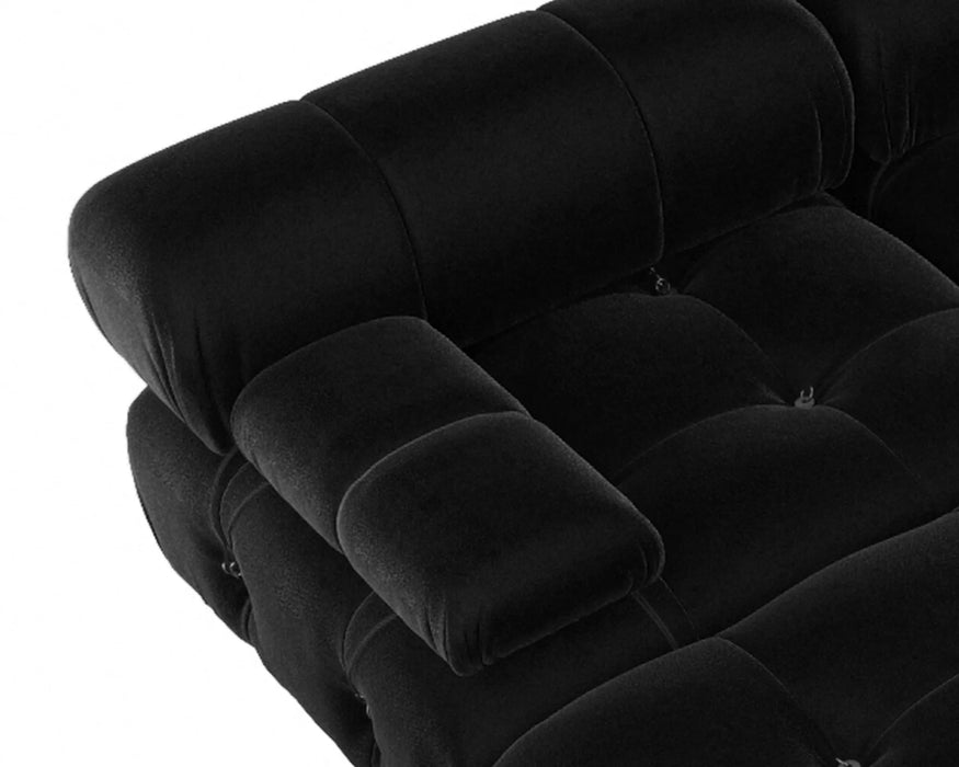 Minimalist Sectional Sofa for Living Room Black Velvet Modular Couches with Ottomans 138 inch U Shaped Couch 6 Seater Sofa Sets