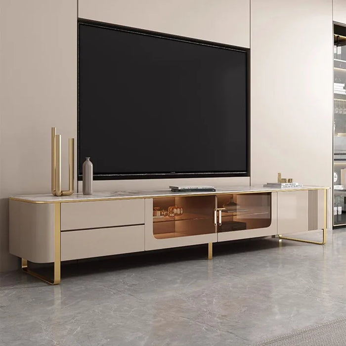 Modern Bedroom Nordic Tv Cabinet Stands Led Lights Glass Bench Home Stand Floor Coffee Storage Muebles Living Room Furniture