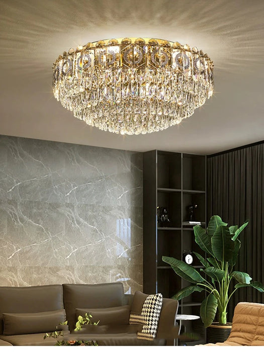Luxury Crystal Ceiling Chandelier 2023 Modern Led Lampara De Techo Nordic Cristal Lamp Gold Ceiling Lights Home Decor Lustre