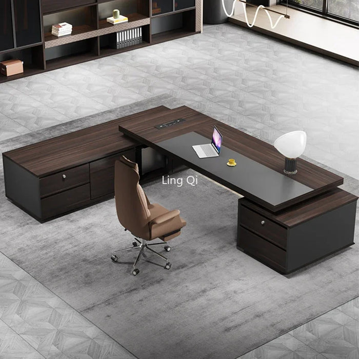 European Luxury Office Desk L Shaped Reception Free Shipping Boss Computer Desks Mid Century Organizer Escritorio Home Furniture