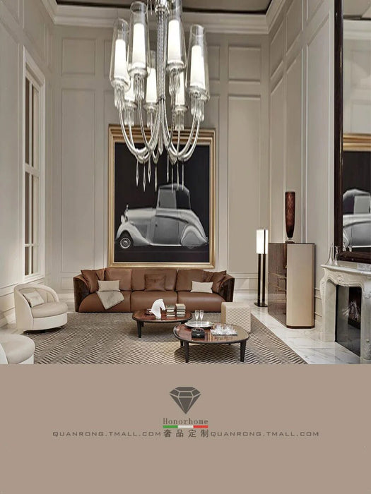 Nordic style luxury living room solid wood sofa fabric three-person sofa Italy sofa high-end complete sets of furniture