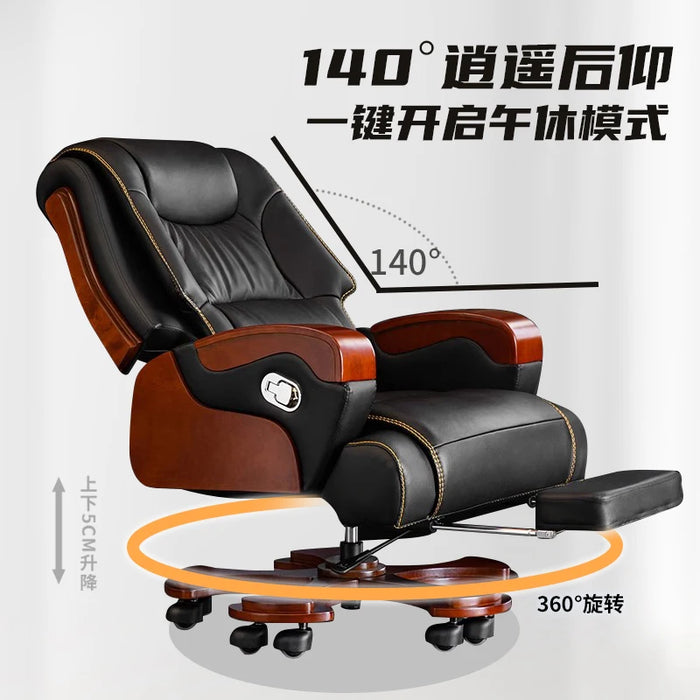 Leather Accent Office Chair Ergonomic Footrest Rotating Black Ergonomic Office Chair Chaise Cadeira Ergonomica Luxury Furniture