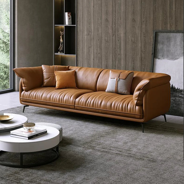 Modern Minimalist Living Room Leather Sofa Luxury 3 Seater Furniture Set Combination Designer Canape Salon Living Room Furniture
