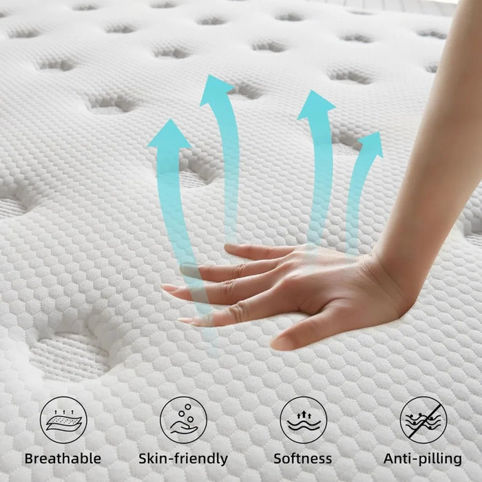 Bedding Queen Mattress, Pocket Spring Mattress in a Box for Motion Isolation, Pressure Relief, 12 Inch Memory Foam Mattress