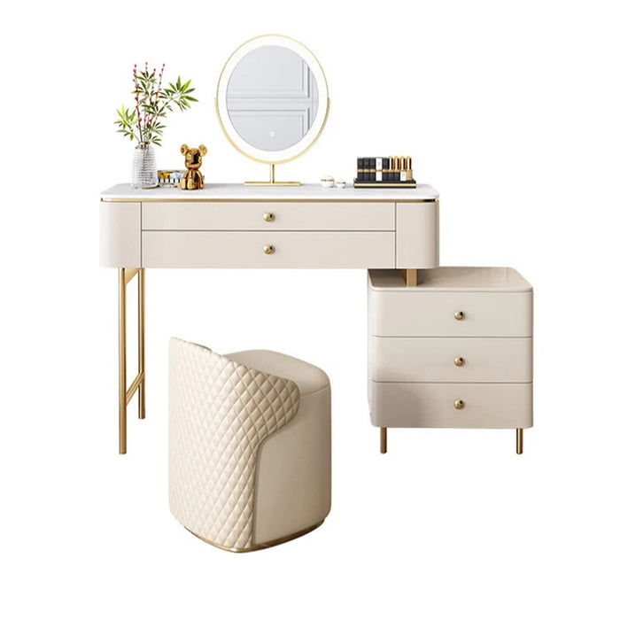 Luxury Woman Dressing Table Mirror Led Lights Modern Cabinet Makeup Table Fashion Organizers Storage Coiffeuse Bedroom Furniture