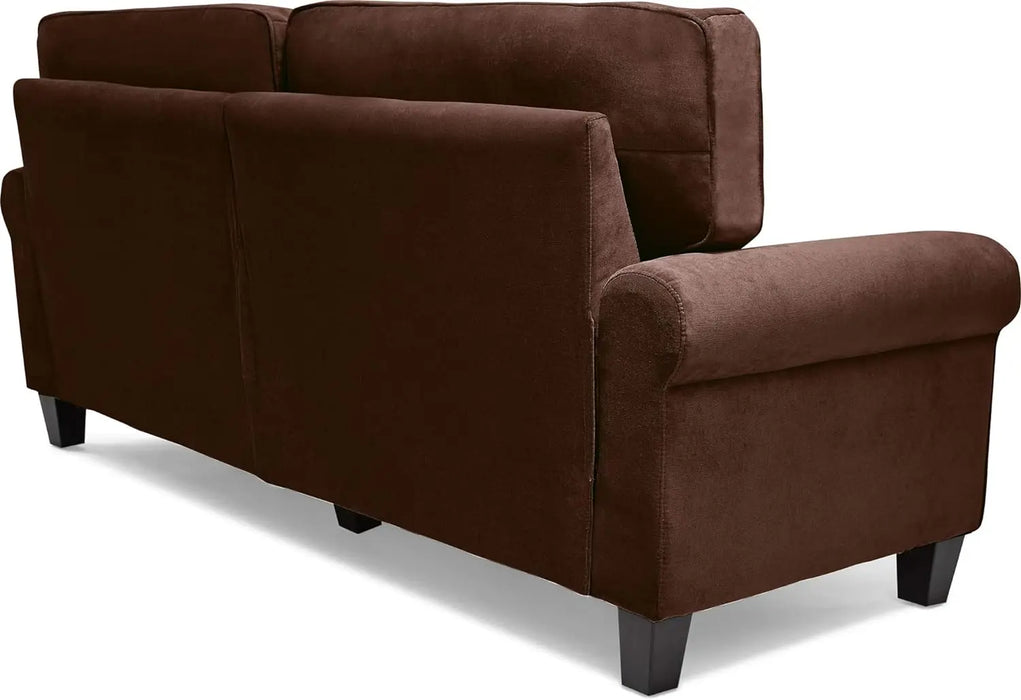Copenhagen 73" Sofa - Pillowed Back Cushions and Rounded Arms, Durable Modern Upholstered Fabric - Brown