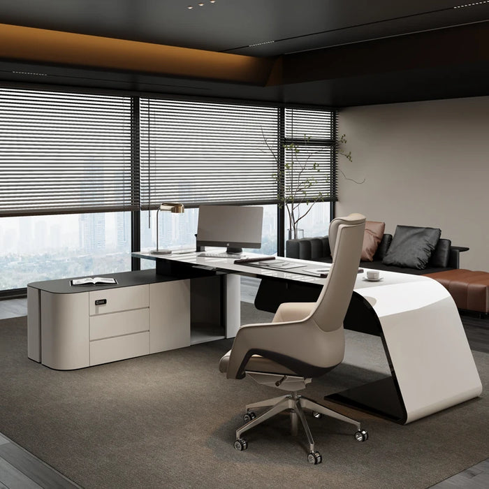 Luxury Corner Office Desk Reception Console Computer L Shape Writing Workbench Executive Drawers Tavolo Da Lavoro Furniture