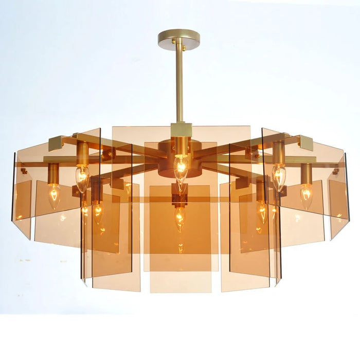 New light luxury high sense designer glass round chandelier living room dining room bedroom chandelier