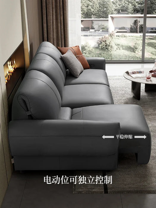 Leather Sofa Bed Italian Minimalist Electric Function Living Room First Floor Leather Sofa