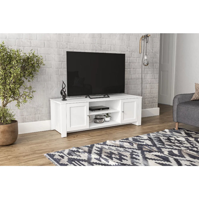 BOUSSAC Dawson TV Stand with 2 Doors for TVs up to 55", White