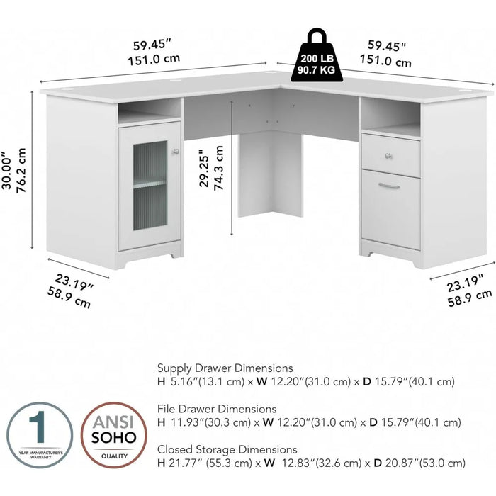 L Shaped Computer Desk in White Corner Table With Drawers for Home Office Freight Free Bed Room Desk to Study Mobile Desktops