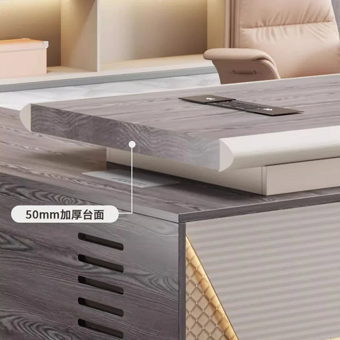 Luxury Office Desk Storage Wooden L Shaped Console Monitor Drawers Workbench Desk Table Executive Escrivaninha Office Furniture