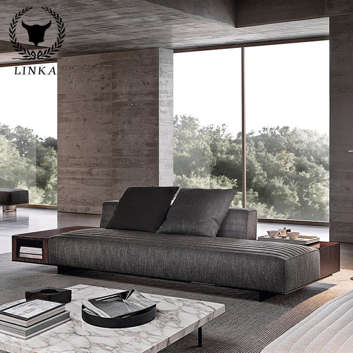 The new living room is simple, modern cloth sofa, home industrial style, cotton and linen for three and four.