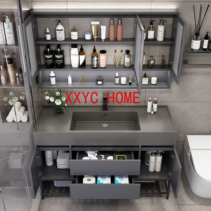 Luxury Bathroom Sink Cabinets Minimalist Modern Integrated Washbasin Smart Mirror  Bathroom Vanity Bathroom Furniture