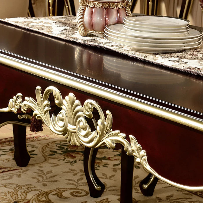 LED Light Luxury European Dining Table Rectangular Pastoral Dining Table Chair Combination Home Dining Room Furniture
