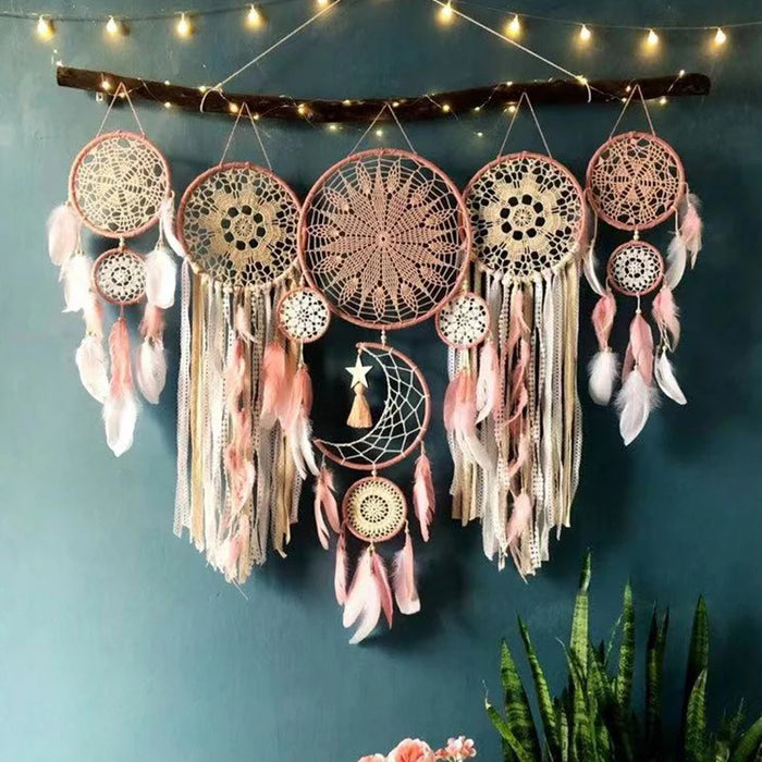 5pcs Dream Catcher Boho Decor Tapestry Feather Wall Hanging Interior Tassel Wall Hanging Home Decor