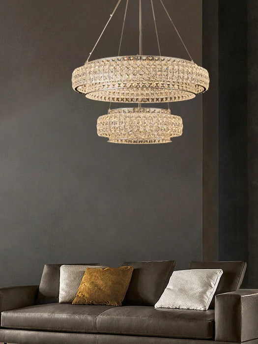 Luxury Round Ceiling Chandeliers Crystal Home Decor Modern Hanging Light Ceiling Suspension Lamps for Living Room Lustres
