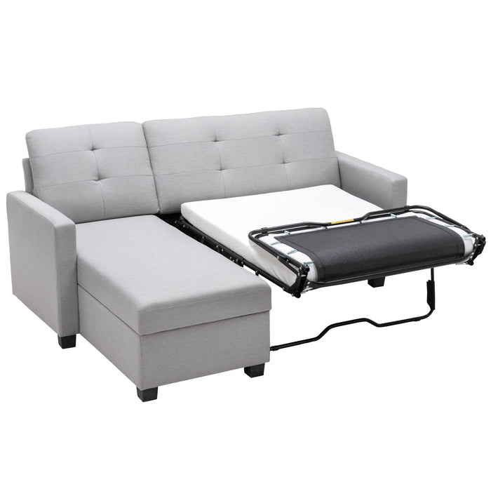 78.3" Linen Pull Out Convertible Sleeper Sofa Bed with Storage Chaise,Memory Foam Mattress