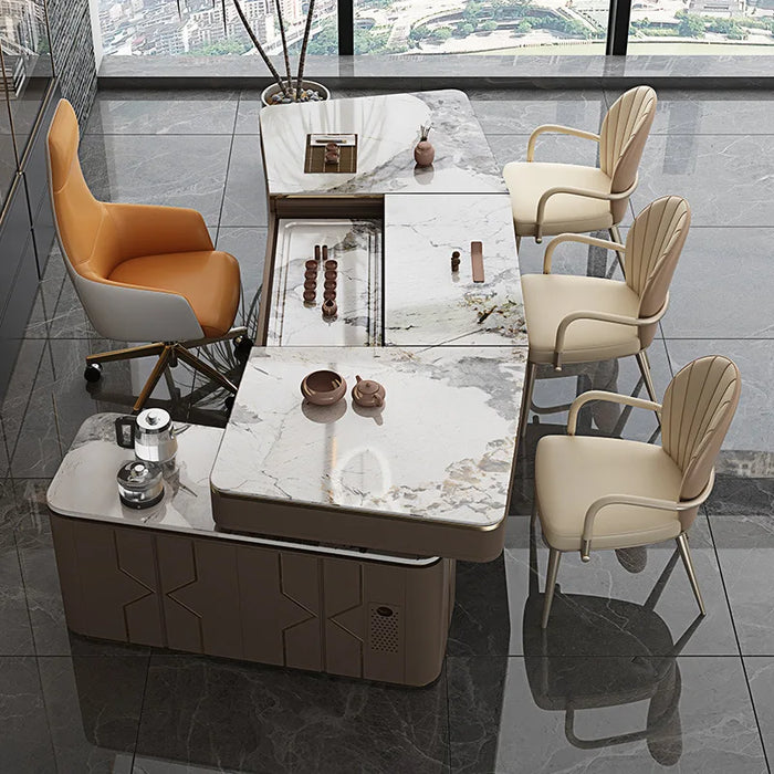 Rock desk, tea table and integrated office kungfu tea table and chair multifunctional luxury office